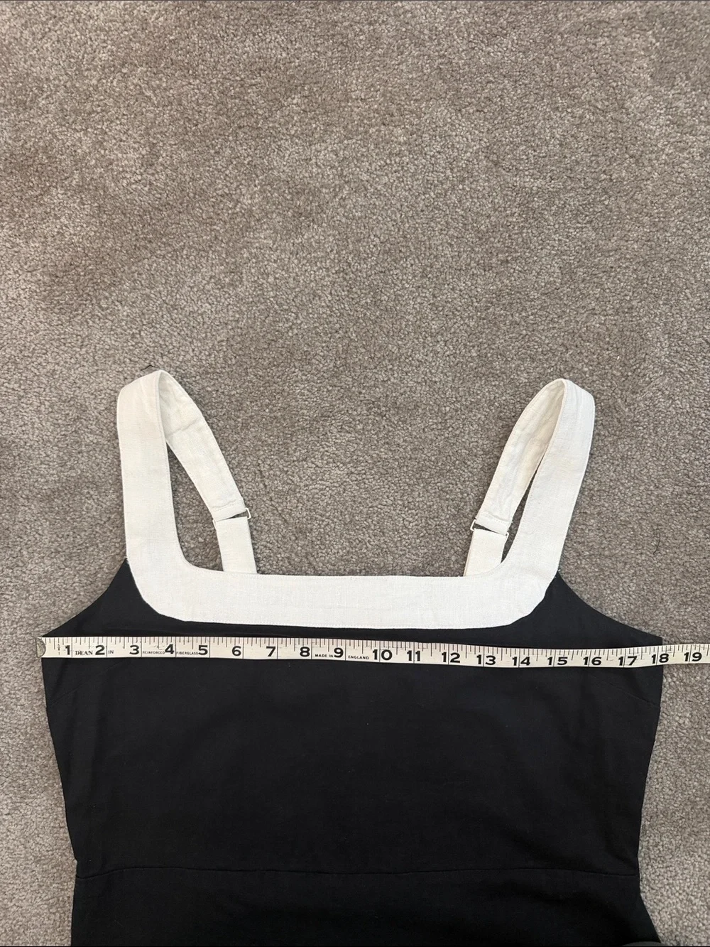 Abercrombie & Fitch Black/White Linen Wide Strap Mini Dress SZ L - Picture 9 of 10